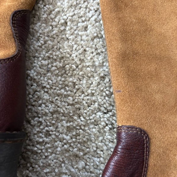 Born brand brown and tan leather and suede mid calf boots women’s size 7 - Picture 4 of 7